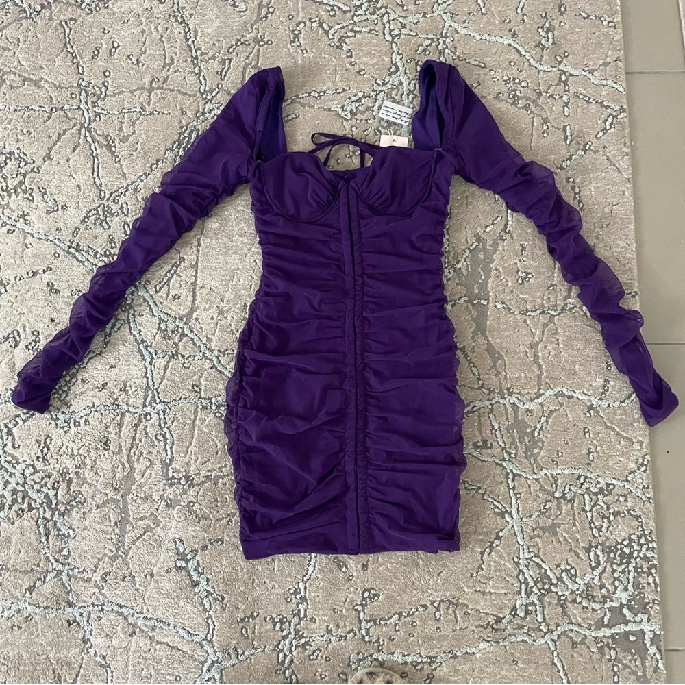 Oh polly never worn purple ruched dress - Picture 1 of 3